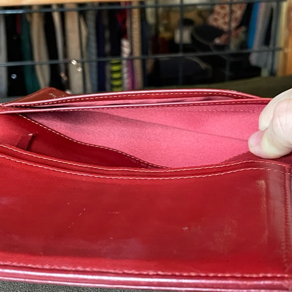 Authentic Chanel “Camellia” red quilted long bifold wallet - Picture 9 of 12